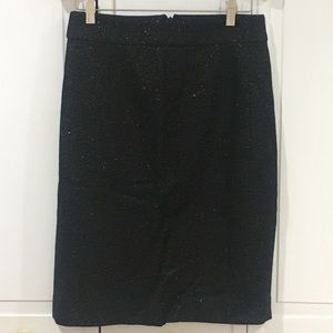 J. Crew Black and Gold Wool Pencil Skirt